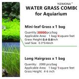 3 pk YIZIMONA Aquarium Plant S.e,e,ds. not Fish Tank Aritificial Plastic Plant,10gram Mini-Leaf+8grame Long Hair Grass Fresh Water Carpet Decor