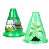 24 Pieces Garden Cloches for Plants, Multifunctional Plant Cover Plant Protectors Transparent Bell Jar Cloches Protection Plants from Birds, Slugs, Frost, Freeze Weather, 7.8" D x 9.4" H, Green