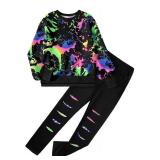 Tomolant Girls Clothes Size 9/10, Kids Clothes for Girls Fashion Tie Dye Sweatshirt Pullover Tops and Leggings Sweatpants 2 Piece Fall Outfits Winter Outfits Set