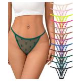 12 pk J-pone Thongs for Women Lace G String Womens Underwear T Back Stretch Womens Thongs Underwear Low Waist Breathable Thong Panties Multipack-M