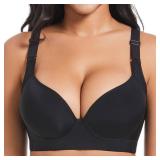 Akvala Padded Bras for Women Push Up Bra Seamless Comfort Underwire Bra Everyday Bras (Black 46B)