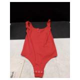Popilush Bodysuits for Women Tummy Control Henley Going Out Shirts Tops Button Down Red Body Suit Sleeveless Thong Tank Top Size- M/L