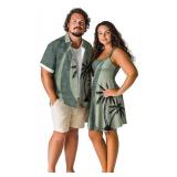 ROSE GAL Matchable Couple Hawaiian Coconut Tree Print Shirt (Men/Green/4X)