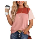 WIHOLL Trendy Tops for Women 2025 Summer Womens Shirts Dressy Casual Travel Clothes Spring Coral L