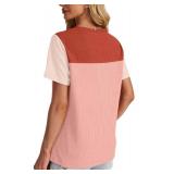 WIHOLL Trendy Tops for Women 2025 Summer Womens Shirts Dressy Casual Travel Clothes Spring Coral L
