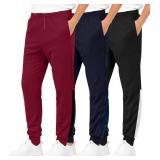 Real Essentials 3 Pack: Boys Joggers with Pockets Boys Sweatpants Athletic Jogger Pants for Kids,M (10/12)