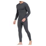 WEERTI Thermal Underwear for Men Long Johns with Fleece Lined Base Layer Men Cold Weather Top Bottom Charcoal Size- 3X