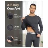WEERTI Thermal Underwear for Men Long Johns with Fleece Lined Base Layer Men Cold Weather Top Bottom Charcoal Size- 3X
