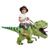 One Casa Inflatable Dinosaur Costume Riding T Rex Air Blow up Funny Fancy Dress Party Halloween Costume for Kids 4-6 Yrs