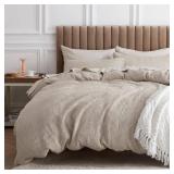 Bedsure Cotton Duvet Cover Queen - 100% Cotton Waffle Weave Linen Color Duvet Cover Queen Size, GentleSoft and Breathable Bedding Set for All Season, 3 Pieces, 90"x90"