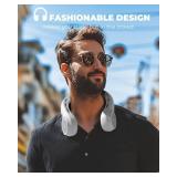 Hssio Neck Fan with 4000mAh Rechargeable Battery & LED Display, Portable Personal Cooler for Women/Men, 3-Speed Bladeless 360° Cooling Fans, Stylish Gift for Gym/Travel/Office, White