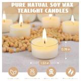 Soy Tealight Candles 50 Pack, 6 Hours Long Burning Tealights Candles Bulk, Natural Soy Wax Tea Light Candle Paraffin-Free, Unscented Small Tea Candle for Emergency,Dinner
