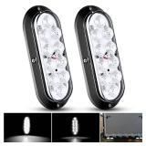 Nilight 6 Inch Oval White LED Trailer Tail Lights Surface Mount 2PCS 10 LEDs Waterproof Reverse Back Up Trailers Lighting for Truck RV Boat Bus Lorry Camper Van Caravan