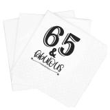 SharkBliss 65th Birthday Cocktail Napkins, 100 Pack 65 And Fabulous Birthday Party Disposable Beverage Bar Paper Cocktail Napkins For His Her 65 Birthday 2-Ply, 5x5" (65 And Fabulous)