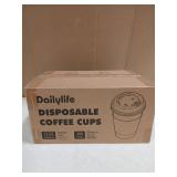Dailylife 12oz Disposable Coffee Cups with Lids Set 100 Each Cups Lids Sleeves