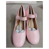 Pink Mary Jane Block Heel Shoes- 6