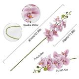 IPOPU Dusty Pink Flowes Glitter Artificial Orchids Flowers 5PCS Faux Orchid Stems Phalaenopsis Branches Floral Centerpieces for Tables Wedding Decorations for Reception (Dusty Pink)
