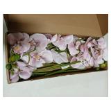 IPOPU Dusty Pink Flowes Glitter Artificial Orchids Flowers 5PCS Faux Orchid Stems Phalaenopsis Branches Floral Centerpieces for Tables Wedding Decorations for Reception (Dusty Pink)