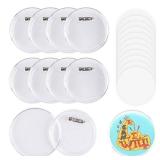 MK.Bear 25 Pack Acrylic Button Pins Badge, 70mm/2.76 Inch Clear Pins Buttons Kit with Blank Round Paper, DIY Badges Acrylic Pin Buttons for Christmas Craft Supplies