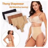 Werena Tummy Control Thong Shapewear for Women Seamless Shaping Thong Panties Body Shaper Underwear(01# Beige-mid Waisted(has Boning),Medium)