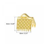 uxcell 100Pcs Ribbon Crimp Clamp Ends, 8mm Bookmark Pinch Cord End Clasps for DIY Craft Making, Gold Tone