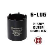 Powerbuilt Spindle Socket, 6 Outer Black, 6 Lug, Remove Spindle Nuts, 2-5 Inch Outer, Ford Chevy GMC Bronco Trucks - 648475