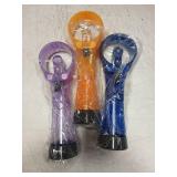 TOHMR Battery Powered Water Misting Fan Handheld Outdoors Personal Spray Fans - Set of 3 (Blue/Purple/Yellow)