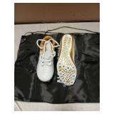 New Track and Field Shoes for Kids Boys Girls 8 Spikes 100-400 Meter Running Racing Shoes Professional Sprint Sport Sneakers White Gold size 2.5