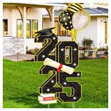 3.5FT Large Class 2025 Graduation Yard Sign Yard Decorations Congrats Graduation Lawn Signs 2025 Grad Yard Signs with Stakes for Outdoor Indoor Congrats Graduation Party Decoration Supplies
