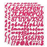 uxcell 3 Sheet 252 Pcs Letter Number Stickers Kit, 1 Inch Self Adhesive Vinyl Cursive Alphabet Decals Script for Mailbox Sign DIY Crafts Decor, Fuchsia