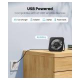 Gaiatop USB Desk Fan, 5 Inch Small Portable Table Desktop Fans with Strong Wind Ultra Quiet 3 Speeds and 180° Tilt Folding, Mini Personal Cooling Essentials For Office Home Bedroom Dorm Kitchen Black
