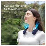 JISULIFE Portable Neck Fan, Hands Free Bladeless Fan, 5 Speeds, 4000 mAh Battery Operated Wearable Personal Fan, Twistable, Rechargeable, Gift for Women Men-Blue