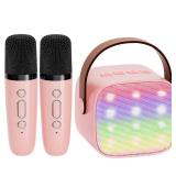YLL Mini Karaoke Machine for Kids Adults, Portable Bluetooth Speaker with 2 Wireless Microphones, TOP Birthday Gifts Toys for Girls Ages 3, 4, 5, 6, 7, 8, 9,10,11,12+ Years Old Toddler (Lightpink)