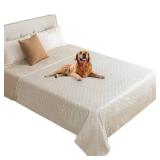 Fuguitex Waterproof Dog Blanket Bed Cover Dog Crystal Velvet Moroccan Fuzzy Cozy Plush Pet Blanket Throw Blanket for Couch Sofa(82 * 102 inch, Cream+Beige)