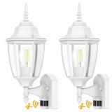 Lamomo Outdoor Wall Sconce, 2 Pack Dusk to Dawn Motion Sensor Light Fixtures, Exterior Aluminum Waterproof Porch Lights for Patio Front Door Garage- White