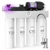 SimPure T1-400UV Tankless Reverse Osmosis System with UV, NSF/ANSI 58 Certified, Under Sink RO Water Filter System 400 GPD, 8 Stage Filtration Near 0 TDS, Built-in Pump, BPA Free, 1.5:1 Pure to Drain