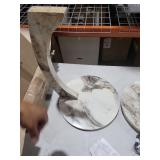 Faux Marble White C-Shaped Side Table - Space-Saving Round Design for Couch, Sofa & Bedside