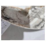 Faux Marble White C-Shaped Side Table - Space-Saving Round Design for Couch, Sofa & Bedside
