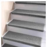 Bullnose Carpet Stair Treads, Non Slip Stair Treads for Wooden Steps Indoor, Stair Runner, Soft Stair Rugs, Edging Stair Protectors, Washable, 29.5\"x9.5\"x1.5\" 14pcs, Grey