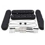Black LS Smooth Cast Aluminum Valve Covers with Coil Mounts and Covers Compatible with GM LS