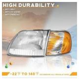 Headlights Assembly for 1997-2003 F150 / 1997-2002 Ford Expedition / 1998-1999 F250, Headlamp+Corner Parking Turn Signal Marker Light Does NOT fit models produced before July 1996