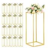 Tandefio 16 Pcs Wedding Flower Stand 23.6 Inch Column Vases Gold Centerpieces for Table Metal Flower Stand Gold Wedding Centerpieces for Tables Home Event Party Decoration