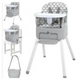 4 in 1 Portable Baby Highchair Convertible Highchair for Babies and Toddlers - Foldable Carry Small Box, High Chair, Infant Booster Seat, Dining Chair, Easy to Carry and Store (Grey