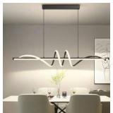Modern LED Pendant Lights, Ceiling Chandelier Dimmable 3000k-6000K Adjustable Color Temperature, Aluminum Island Lighting Lamp Fixture for Kitchen, Dining Room(47in Black)