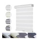 Persilux Custom Size Cordless Zebra Blinds for Windows with Jacquard Pattern Roller Shades Light Filtering Sheer Window Shades for Home, Office and Door White (29\"x72\")