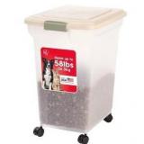 IRIS USA WeatherPro Airtight Dog Food Storage Container, Up to 58 lbs, Attachable Wheels