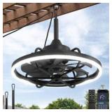 Outdoor Ceiling Fans with Light for Patios, 20\" Weatherproof Plug in Ceiling Fan, Gazebo Fan APP Control, 3CCT Dimmable,Caged Ceiling Fan with Hanging Hook for Porch, Pergola,Canopy