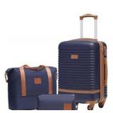 Coolife Suitcase Set 3 Piece Luggage Set Carry On Travel Luggage TSA Lock Spinner Wheels Hardshell Lightweight Luggage Set(Navy, 3 piece set (DB/TB/20))