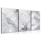 BJVJKSU Gray White Wall Art Modern Silver Abstract Marble Canvas Wall Art Vertical Paintings Prints Posters Wall Decor Pictures for Living Room Bedroom Office Home Wall Decoration(16x24in)