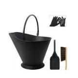 Poofzy Ash Bucket for Fireplace, 3.2 Gallon Metal Fireplace Ash Bucket for Wood Stove, Includes Shovel, Broom and Gloves Indoor & Outdoor